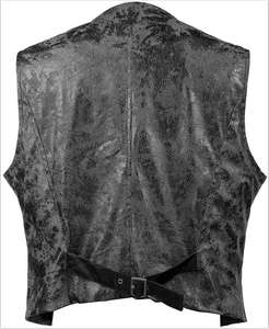 Chaleco de negocios de caballero ajustado para hombre, Chaleco de traje de cuero de gamuza, vaquero occidental Vintage, ajuste Regular - Product Image 2