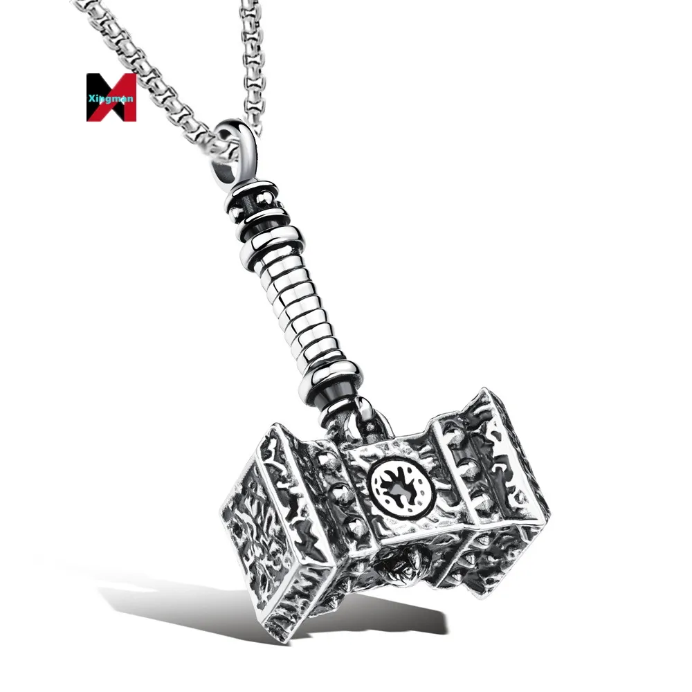 Unique premium quality New Jewelry Stainless Steel Men's Hammer Pendant Necklace fitness accessories