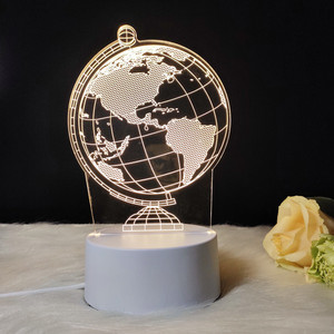 Logo vui Trái Đất Acrylic đèn 3D LED ánh sáng ban đêm Đèn bàn được thiết kế USB plug-in ánh sáng ban đêm ấm áp Quà Tặng phòng ngủ trang trí nhà - Product Image 4