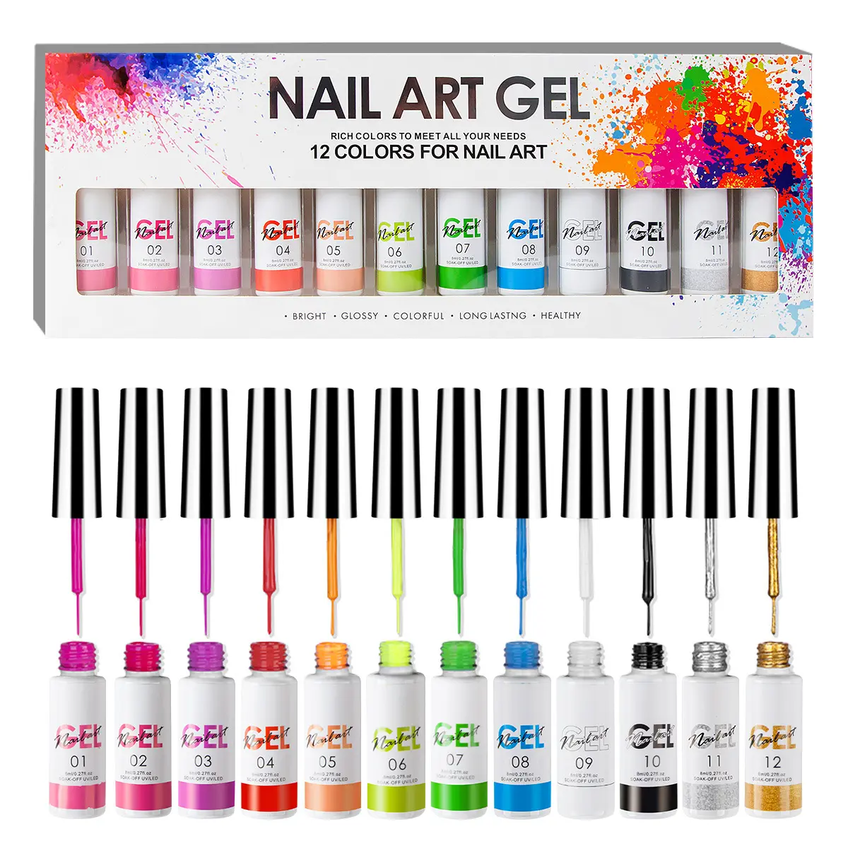 Bộ Gel Sơn Móng Tay 12 Màu Nghệ Thuật Bộ Sơn Móng Tay Gel Sơn Bóng Ngâm Tắt Gel Uv Cho Thẩm Mỹ Viện