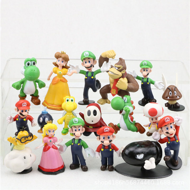 Nuova serie 18 pz/set Mario Bros giocattoli Set di cartoni animati 3D Super Doll Mario Bros Action Figure Anime prodotto