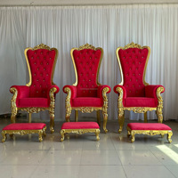 2026 Meilleures ventes Prix abordable Fauteuil simple de luxe blanc et doré à dossier haut, style trône royal, chaise de roi classique pour mariage et banquet