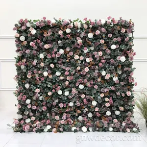 Gnngnw — mur de fleurs artificielles, toile de fond de mariage, panneau mural à roulettes, pour un décor de mariage