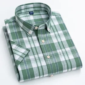 New in <strong>Shirt</strong> Summer Plaid Short Sleeve <strong>Shirts</strong> <strong>for</strong> <strong>Man</strong> Slim Fit <strong>Linen</strong> Cotton Elegant Clothes - Product Image 4