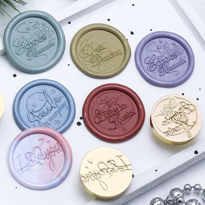 Sello de cera de la serie Floral Ode, cabeza de latón macizo con citas de bendiciones en inglés, tema de flores, estilo literario para sellado de bodas - Product Image 4