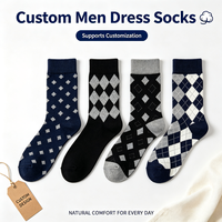 Lot de chaussettes habillées pour hommes en coton, chaussettes de bureau formelles fines de qualité supérieure avec revers à logo, chaussettes personnalisées