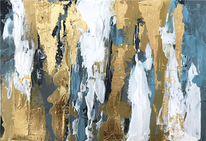 Peinture à l'huile sur toile, affiches d'art murales abstraites bleues dorées de style nordique, imprimés, images murales d'art modernes pour salon, décor de maison - Product Image 6
