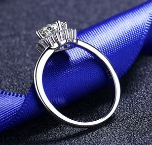 Venta al por mayor de fábrica, anillo de moissanita de Plata de Ley 925 de corte redondo de 1 quilate, anillo de mujer de lujo chapado en oro blanco - Product Image 5