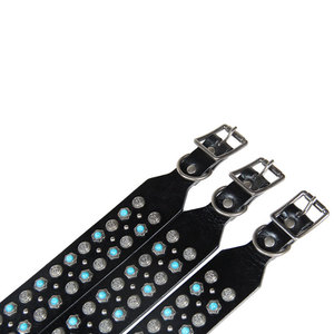 Collar de Cuero Genuino con Turquesas Incrustadas, Estilo Retro Occidental, Correa para Perros Medianos y Grandes - Product Image 6