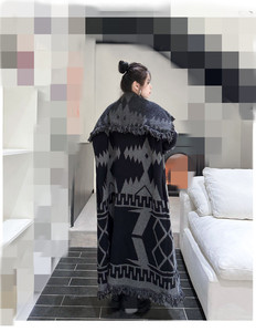 Maglione di moda invernale a maglia calda da <span class=keywords><strong>donna</strong></span> Maxi lungo autunno autunno Casual con chiusura a colori con nappe <span class=keywords><strong>Cardigan</strong></span> cappotti da <span class=keywords><strong>donna</strong></span> - Product Image 4