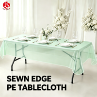 Nappe rectangulaire en PE vert menthe avec bords cousus, résistante aux taches, jetable, pour mariages, douches nuptiales, banquets et événements