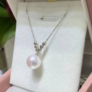 Collar de Perlas de Agua Dulce Naturales, Lujoso y Brillante, con Cierre Universal, Colgante Redondo, Cadena para Clavícula, para Mujer - Product Image 1