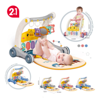 Jouet multifonctionnel pour bébé, piano à pédales 2 en 1, support de fitness, voiture de sport, poussette, clavier électronique, lumière musicale, trotteur pour enfants