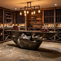 Comptoir de réception en métal sculpté sur mesure, style vintage, pour bar ou pub, finition bronze déformée irrégulière, idéal pour bar à domicile ou villa