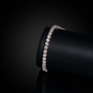 Luxury 14K <b>Solid</b> <b>Gold</b> Hand Setting Round Brilliant Cut Lab Grown Diamond Tennis Bracelet IGI Certified 4MM - Product Image 2