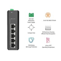 Switch Ethernet Gigabit Industriel Non Géré 5 Ports, Montage Mural sur Rail DIN, Robuste IP40, Prise en Charge VLAN, Capacité 1,8 Gbit/s, Usine