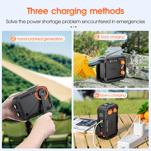 Buena calidad y precio de la linterna eléctrica manual al aire libre con carga solar Radio DE EMERGENCIA 2000mAh Banco de energía - Product Image 4