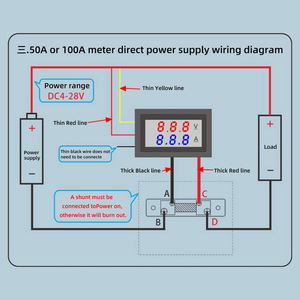 Mini voltímetro Digital con pantalla LED de 0,28 ", azul y rojo, amperímetro DC 100V 50A, Panel Amp, medidor de corriente de voltios, estuche negro - Product Image 6