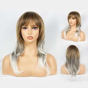 Perruque synthétique HONGBANG marron clair, mono frontale, pour <span class=keywords><strong>femme</strong></span>, longue et droite, pré-coupée, résistante à la chaleur, sans colle, petite taille, pour vente en gros - Product Image 5