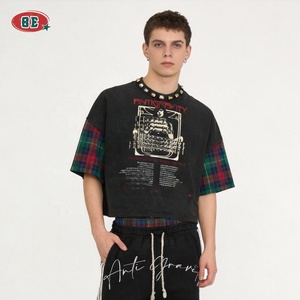 T-<span class=keywords><strong>shirt</strong></span> Homme Grande Taille Sportif 100% Coton Coupe Boxy Épaules Tombantes Impression DTG Sérigraphie Bloc de Couleurs Personnalisé Vente Chaude en Gros - Product Image 3