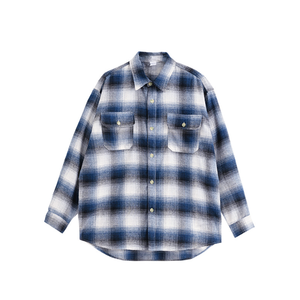 Custom High Quality Flannel <b>Shirt</b> Men's Discharge Printing Long Sleeves Oversized Fuzzy Wool <b>Patchwork</b> Breathable Anti-Wrinkle - Product Image 1