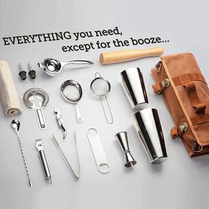 Camol Factory Ensemble de bar en acier inoxydable Sac de voyage Kit de barman 17 pièces Kit de barman portable Ensemble d'outils Boston Shaker - Product Image 2