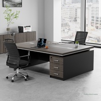 Ensemble bureau et chaise de direction, design minimaliste et élégant, bureau informatique pour deux personnes avec tiroirs, conception intégrée pour le travail en face-à-face