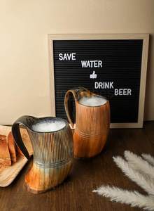 Mug à boire en corne naturelle fait à la main pour la bière, le miel, l'ale et le vin, mug à boire en corne authentique, artisanal, style rustique viking - Product Image 3