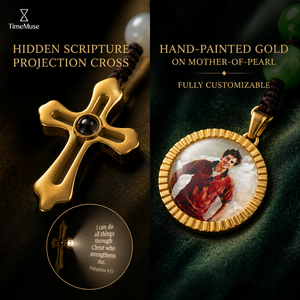 Braccialetto Rosario Tascabile con Perle di Giada, Ciondolo a Croce, Icona in <span class=keywords><strong>Madreperla</strong></span> Dipinta a Mano, Perle di Preghiera Religiose Dorate, Regali Cattolici - Product Image 2