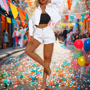 Custom USA Summer Short Solid Color Embroidered Women's Star Badge and <b>Sequin</b> Decoration Fringed Tassel <b>Jacket</b> - Product Image 2