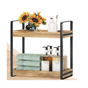 Organisateur de comptoir de salle de bain à 2 niveaux Étagère de comptoir de <span class=keywords><strong>cuisine</strong></span> en bois Rangement de cosmétiques de maquillage - Product Image 2