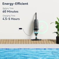 Aspirateur de piscine puissant sans fil 16 Gal/Min, rechargeable, pour piscines souterraines, spas, bains à remous, outil de nettoyage en autonomie de 60 minutes, accessoire
