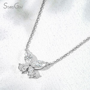 Collar con Colgante de Diamante Cultivado en Laboratorio StarsGem, Oro Sólido de 18K o 10K, 1CT Total, Corte Marquise y Pera, Estilo Mariposa, Clásico, Unisex - Product Image 4