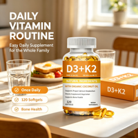 Capsules de vitamine D3 K2 personnalisées OEM avec huile de noix de coco, complément alimentaire pour soutenir la santé immunitaire