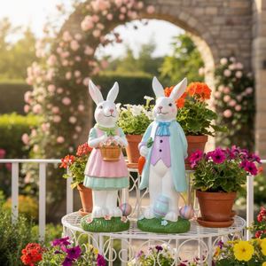 Wholesale Artistic Animal <b>Easter</b> Bunny Resin Statue With Flower Basket and <b>Easter</b> Egg Spring Garden Home Decor <b>Gift</b> - Product Image 4
