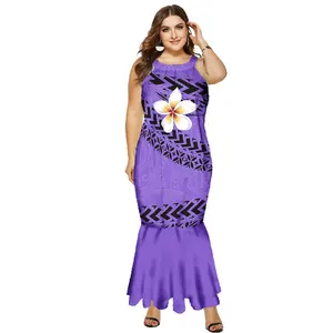 Kirchenkleid 2024 polynesische indigener Kleid Samoanische Puletasi Tapa Samoanische Blumendruck individuelles Logo Druck Kleid Damenkleidung