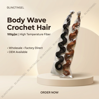 Vente en gros directe usine : Cheveux synthétiques ondulés pour tresses au crochet, 24 pouces, 100g, résistants à la chaleur