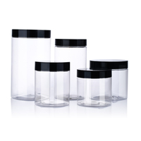 Pot Cosmétique en Plastique PET Ambré Noir 100ml 150ml 200ml 250ml 300ml avec Couvercle Blanc Noir pour Emballage Alimentaire et Cosmétique en Gros