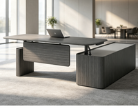 Bureau de direction modulaire réglable en hauteur avec système de levage LINAK, peinture DING sans formaldéhyde, placage MDF, gestion des câbles dissimulée
