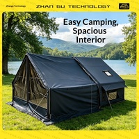Tente Gonflable 6,3 m² à 7 m² Double Couche Quatre Saisons Montage Rapide Auvent TPU Coton Hiver Extérieur Chaud Anti-Froid