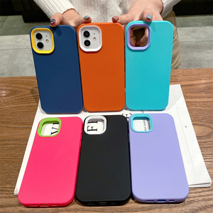 3 en 1 Antichoc Couleur Bonbon Coloré <span class=keywords><strong>Silicone</strong></span> Téléphone étui pour <span class=keywords><strong>iphone</strong></span> 16 15 14 13 12 11 Pro Max X XR XS Max 7 8 Plus <span class=keywords><strong>SE</strong></span> <span class=keywords><strong>2020</strong></span> - Product Image 2