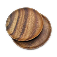 Fancy Commercio All'ingrosso Naturale di Legno di Acacia Infrangibile Hotel Food Dinner Set Solido Piatti Rotondi Pizza Servire Bistecca Piatto di Legno