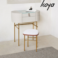 Ensemble coiffeuse et table de maquillage en bois, style minimaliste de luxe, avec rangement et chaise, pour chambre à coucher et mariage