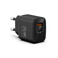 Adaptateur secteur USB C GaN 25W, chargeur mural super rapide 2 ports PD+QC pour iPhone, tablettes, téléphones portables