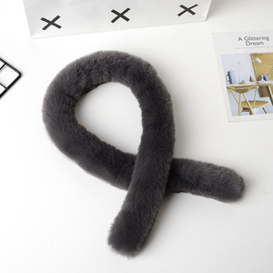 Bufanda de piel sintética gruesa y cálida, felpa de doble cara, nuevo cuello cruzado, cuello de lana, piel de conejo Rex de imitación para adultos - Product Image 4