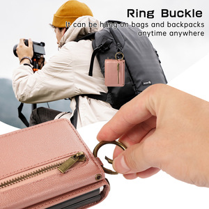 Pour <span class=keywords><strong>Samsung</strong></span> Z Flip 7 étui portefeuille avec lanière en cuir PU <span class=keywords><strong>collier</strong></span> bandoulière sangle anneau support couverture de téléphone pour Galaxy Z Flip 4 5 6 - Product Image 5