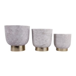 Set di 3 vasi effetto marmo con base dorata per decorazioni interne ed esterne - Product Image 4