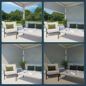 3x3 3x4 Gazebo extérieur Pergola auvent ouverture automatique poudre enduit <span class=keywords><strong>bois</strong></span>/plastique écran PVC pour le jardinage arrière-cour - Product Image 5