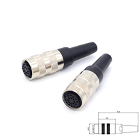 Conector de Panel Frontal M16 de 2 Pines a 19 Pines Hembra para PCB, Conector de Montaje Trasero con Cable para Soldar