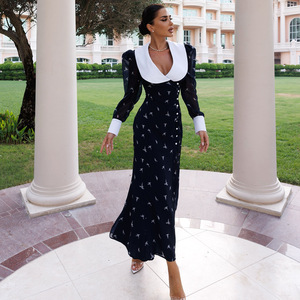Elegante Vestido de Noche con Cuello en V y Abertura Alta, con Tela Translúcida y Diseño de Abertura Lateral para Mujer - Product Image 2